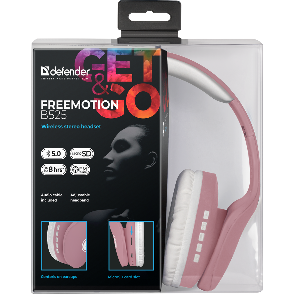Гарнитура Defender FreeMotion B525 Pink/White - 63528 - фото 5