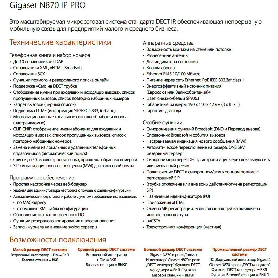 Базовая станция Gigaset N870 IP PRO - S30852-H2716-S301/R101 - фото 4