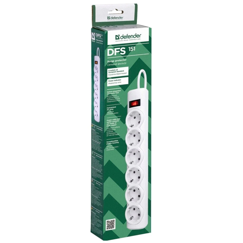 Сетевой фильтр Defender DFS-151 White - 99489 - фото 2
