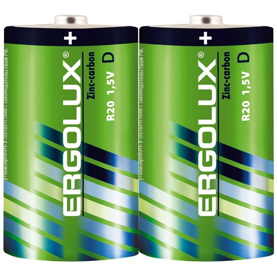 Батарейка Ergolux (R20, 2 шт.) - R20SR2