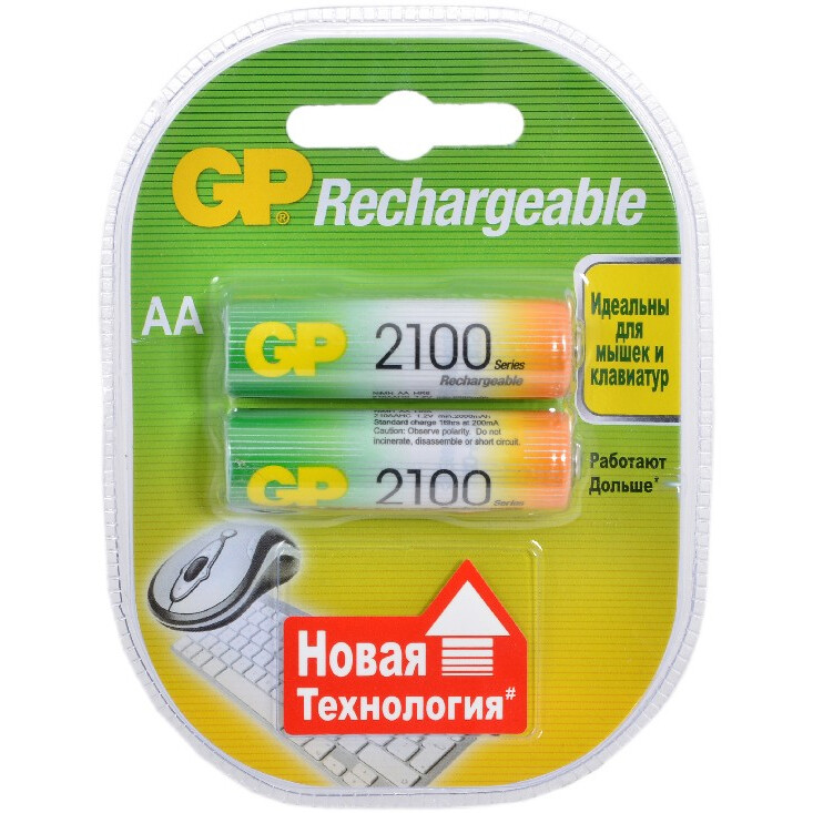 Аккумулятор GP (AA, 2100mAh, 2 шт.) (210AAHC-2CR2)