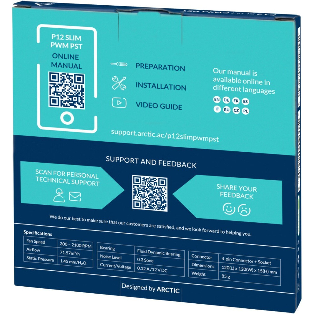 Вентилятор для корпуса Arctic P12 Slim PWM PST - ACFAN00187A - фото 5