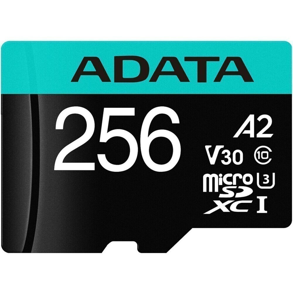 Карта памяти 256GB MicroSD ADATA + SD адаптер (AUSDX256GUI3V30SA2-RA1)