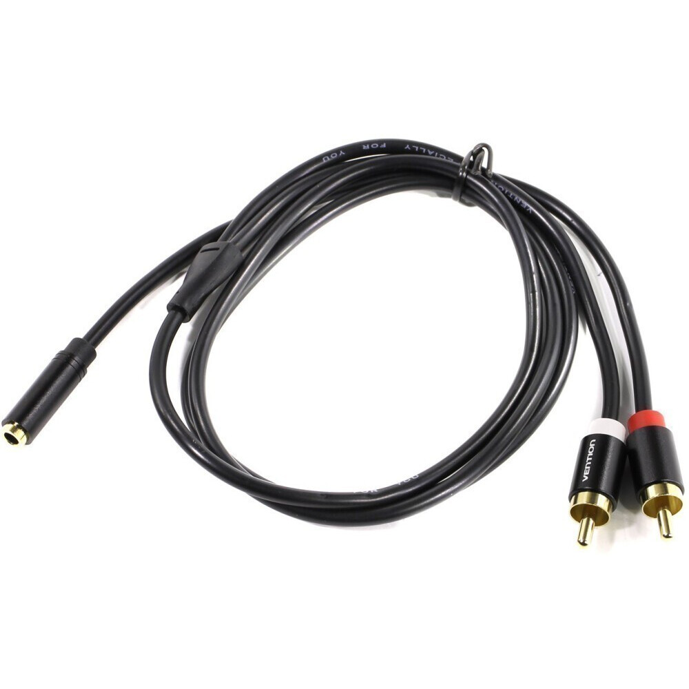 Кабель 3.5 Jack (F) - 2x RCA (M), 1м, Vention VAB-R01-S100