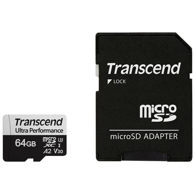 Карта памяти 64Gb MicroSD Transcend + SD адаптер (TS64GUSD340S) - фото 2