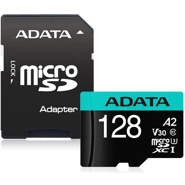 Карта памяти 128GB MicroSD ADATA Premier Pro + SD адаптер (AUSDX128GUI3V30SA2-RA1)