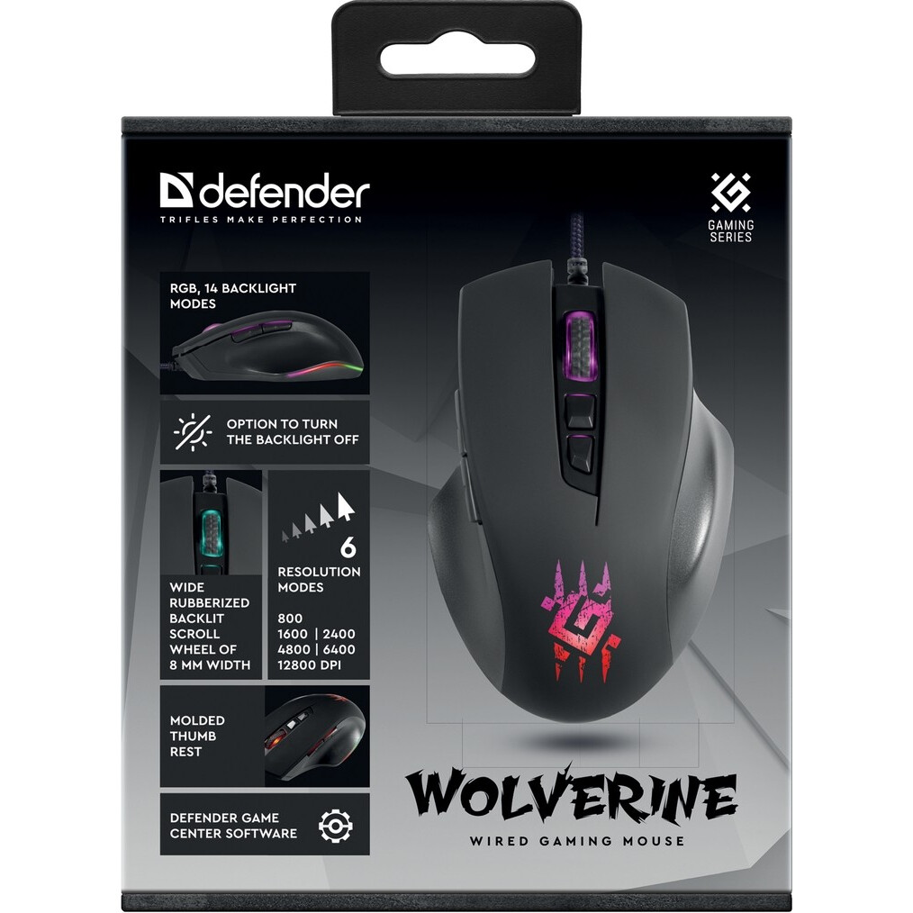 Мышь Defender Wolverine GM-700L Black (52700) - фото 6