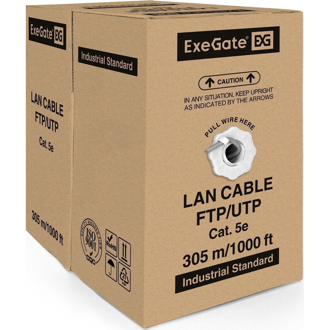 Бухта ExeGate FUTP4-C5e-CU-S26-IN-PVC-GY-305, 305м - EX138967RUS - фото 2