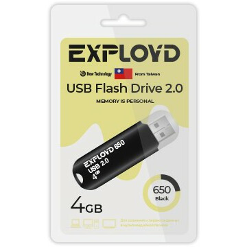 USB Flash накопитель 4Gb Exployd 650 Black - EX-4GB-650-Black