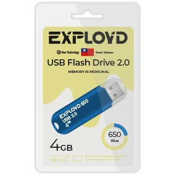 USB Flash накопитель 4Gb Exployd 650 Blue - EX-4GB-650-Blue