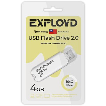 USB Flash накопитель 4Gb Exployd 650 White - EX-4GB-650-White