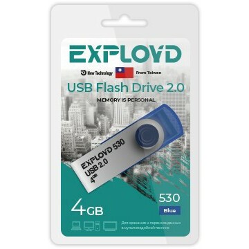 USB Flash накопитель 4Gb Exployd 530 Blue - EX004GB530-Bl