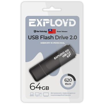 USB Flash накопитель 64Gb Exployd 620 Black - EX-64GB-620-Black