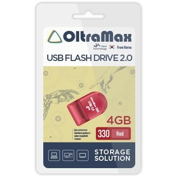 USB Flash накопитель 4Gb OltraMax 330 Red - OM-4GB-330-Red