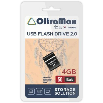 USB Flash накопитель 4Gb OltraMax 50 Black - OM004GB-50-B