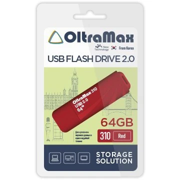 USB Flash накопитель 64Gb OltraMax 310 Red - OM-64GB-310-Red