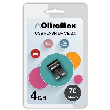 USB Flash накопитель 4Gb OltraMax 70 Black - OM-4GB-70-Black