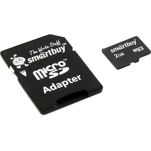 Карта памяти 2GB MicroSD SmartBuy + SD адаптер (SB2GBSD-01)