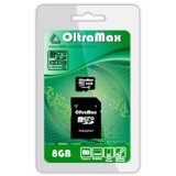 Карта памяти 8Gb MicroSD OltraMax + SD адаптер (OM008GCSDHC4-AD)