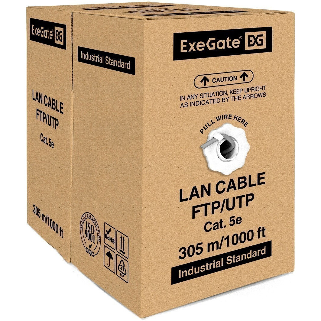 Бухта ExeGate UTP4-C5e-CU-S25-IN-LSZH-GR-305, 305м