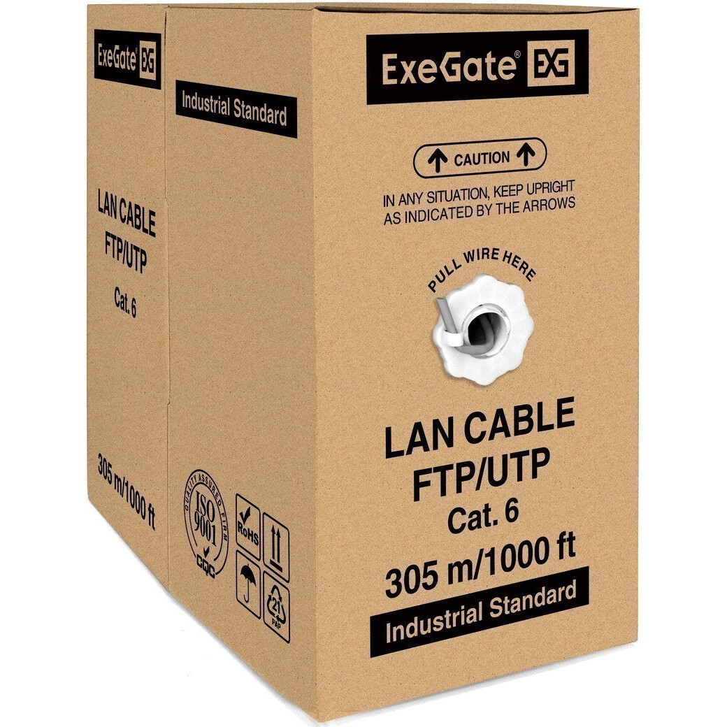 Бухта ExeGate UTP4-C6-CCA-S23-IN-PVC-GY-305, 305м - EX186134RUS - фото 2