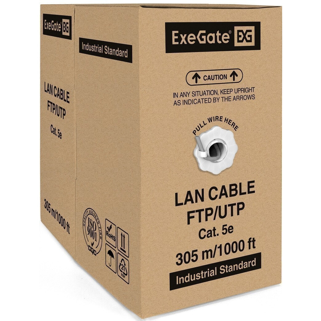 Бухта ExeGate SFTP4-C5e-CU-S24-IN-PVC-GY-305, 305м
