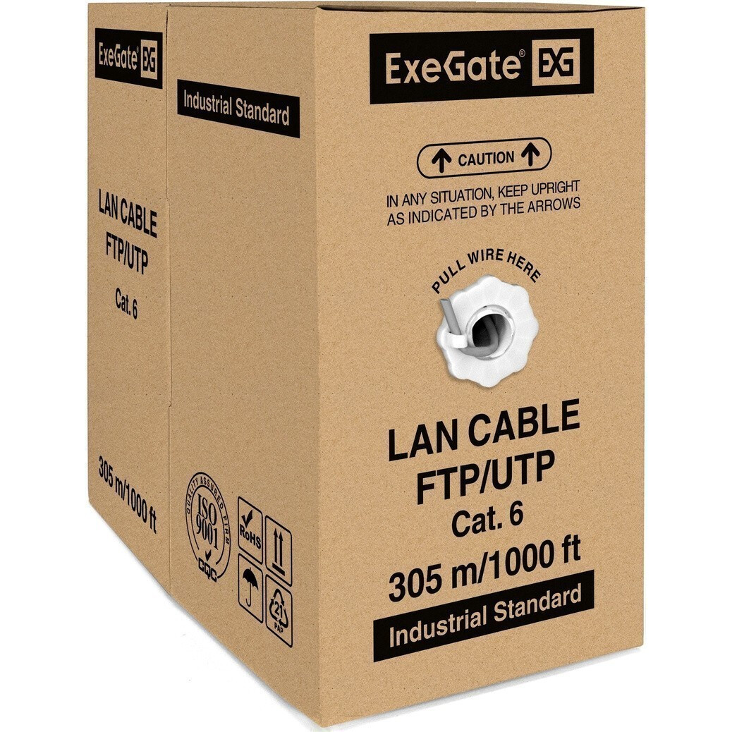 Бухта ExeGate UTP4-C6-CU-S23-IN-PVC-GY-305, 305м