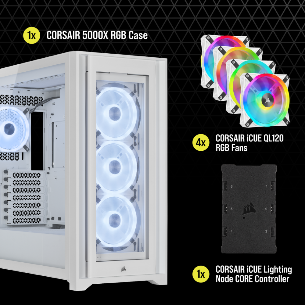 Корпус Corsair iCUE 5000X RGB QL White (CC-9011233-WW) - фото 10