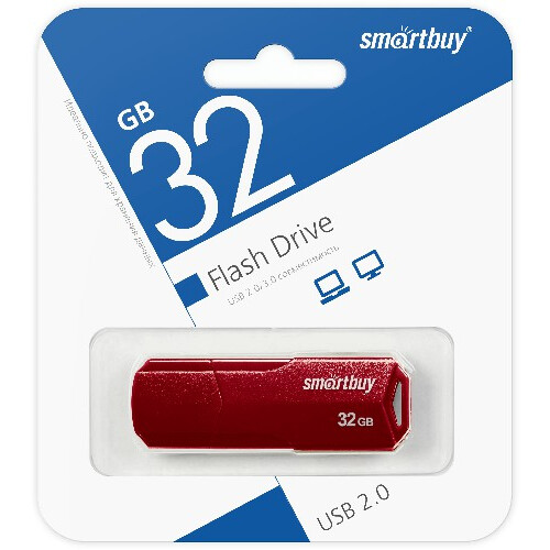 USB Flash накопитель 32Gb SmartBuy Clue Burgundy (SB32GBCLU-BG) - фото 5