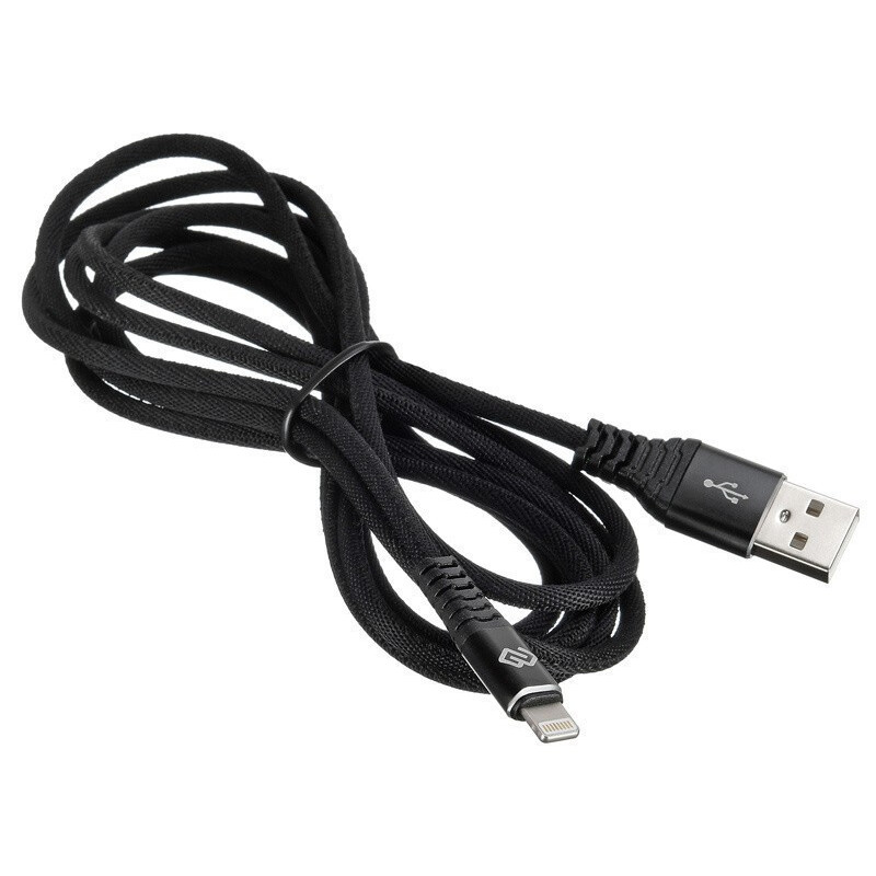 Кабель USB - Lightning, 2м, Digma LIGHT-2M-BRAIDED-BLK - фото 2