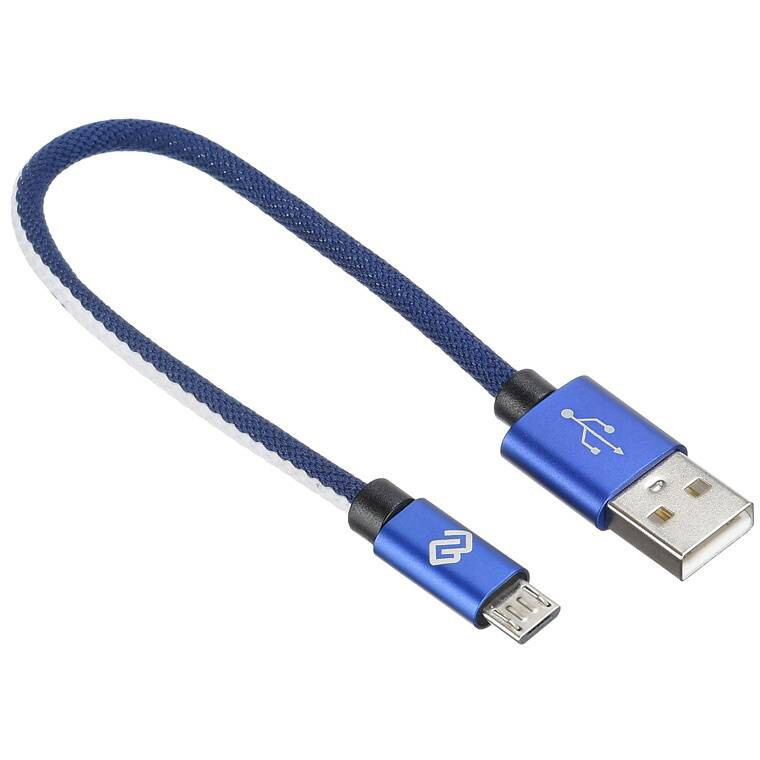 Кабель USB A (M) - microUSB B (M), 0.15м, Digma MICROUSB-0.15M-BL - фото 2