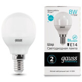 Светодиодная лампочка Gauss Elementary Globe 4100K (8 Вт, E14) (53128)