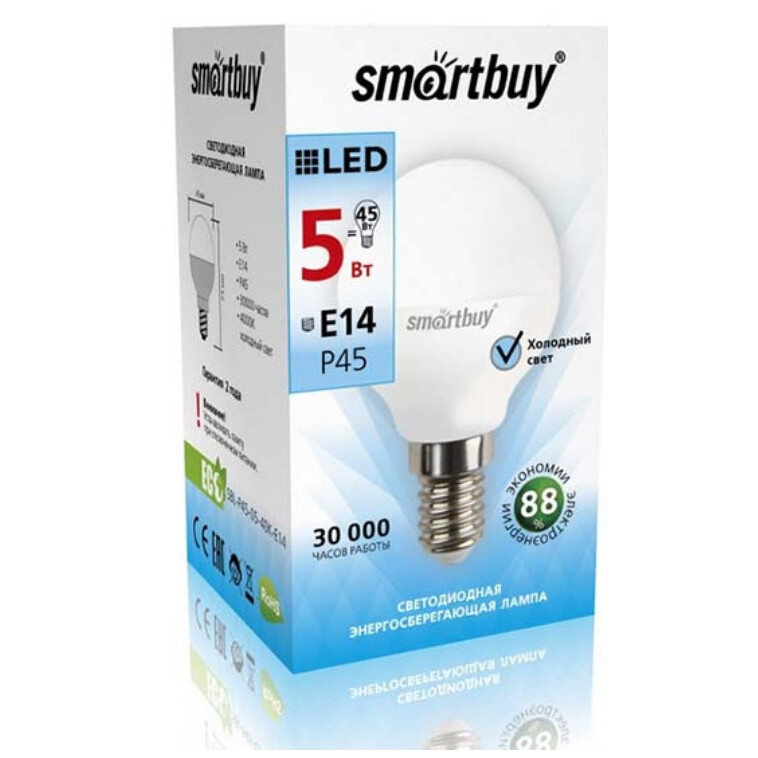 Светодиодная лампочка SmartBuy SBL-P45-05-40K-E14 (5 Вт, E14) - фото 2