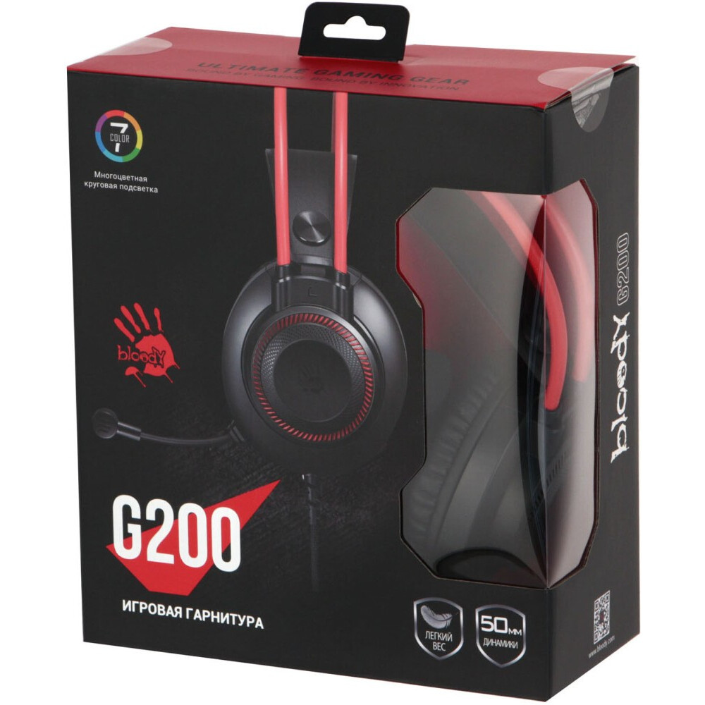 Гарнитура Bloody G200 Black/Red - фото 5