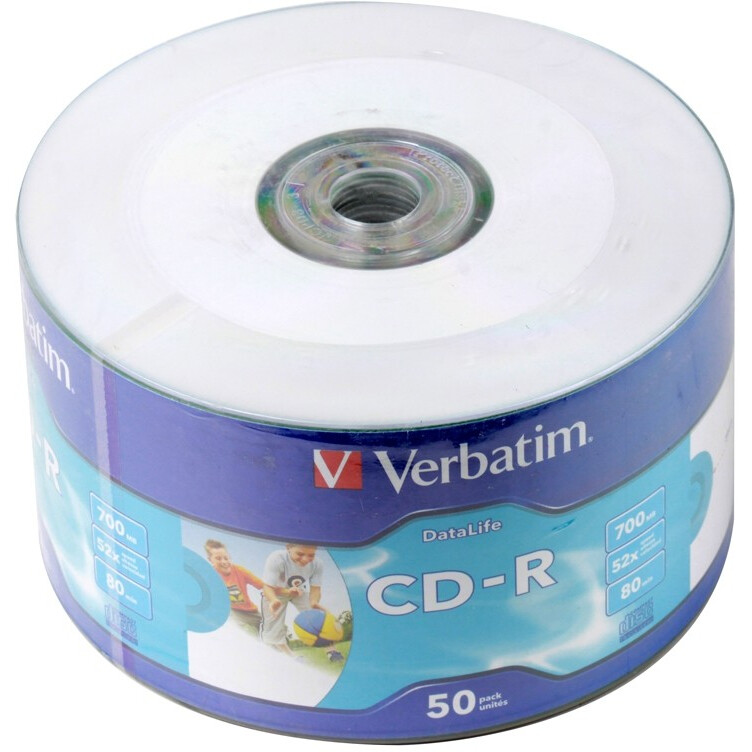 Диск CD-R Verbatim 700MB 52x DataLife+ Printable (50 шт.) (43794)