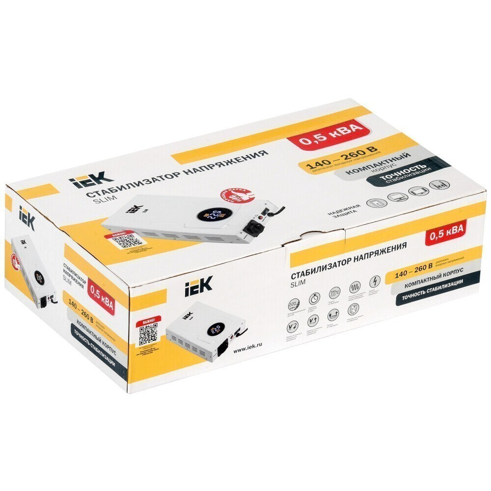 Стабилизатор напряжения IEK SLIM 0,5кВА - IVS22-1-D05-09 - фото 2