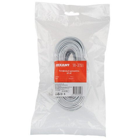 Телефонный кабель Rexant 18-3151, 15м - фото 2