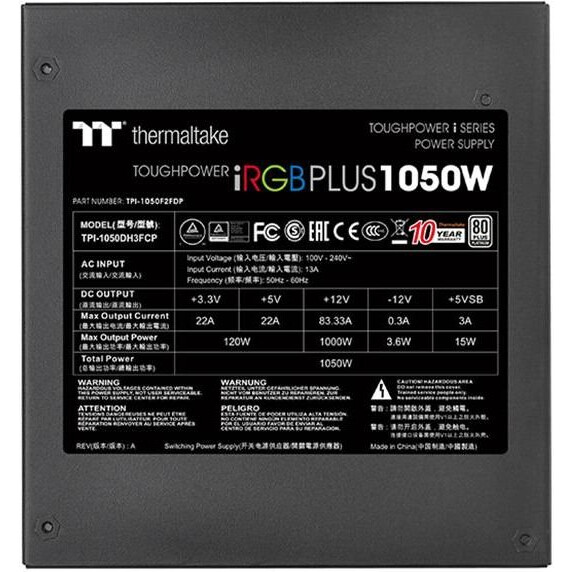 Блок питания 1050W Thermaltake Toughpower iRGB PLUS Platinum (PS-TPI-1050F2FDPE-1) - фото 6