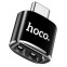 Переходник USB A (F) - USB Type-C, HOCO UA5 Black - 6957531064121