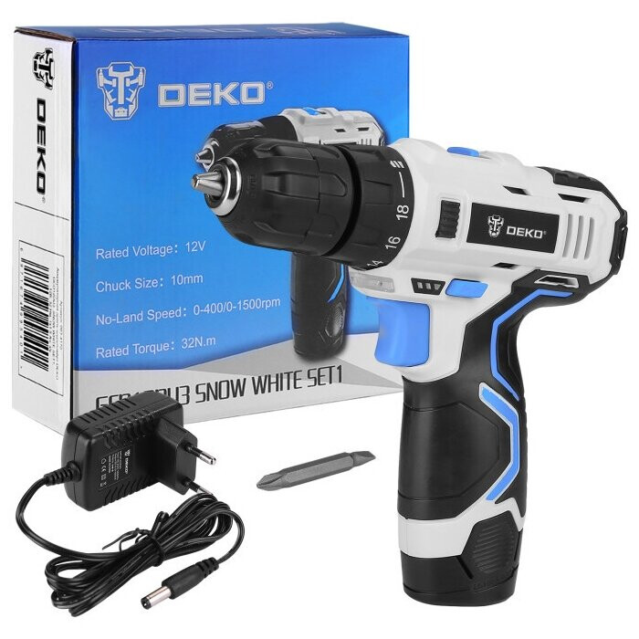 Дрель DEKO GCD12DU3 SNOW WHITE SET1 - 063-4170 - фото 3