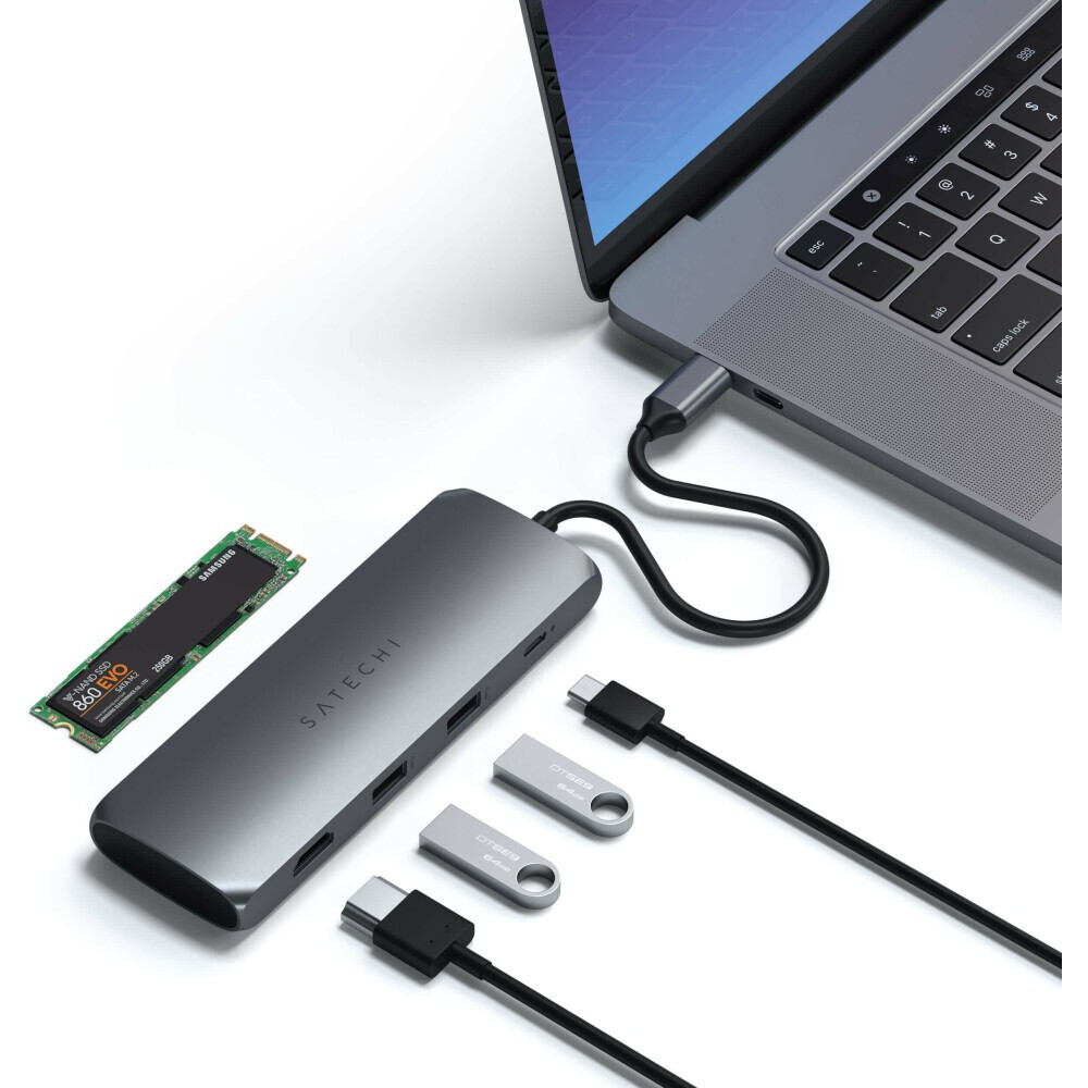 Док-станция Satechi USB-C Hybrid Multiport Adapter Space Gray - ST-UCHSEM - фото 4