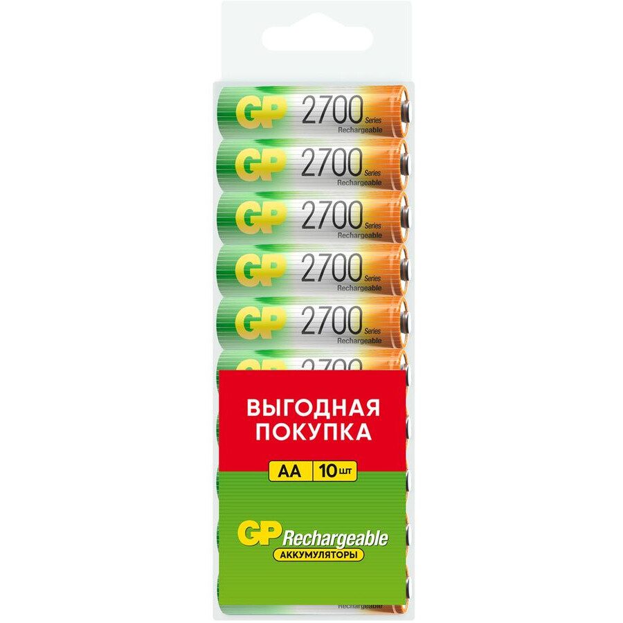 Аккумулятор GP (AA, NiMH, 2700mAh, 10 шт) - 270AAHC-CRB10