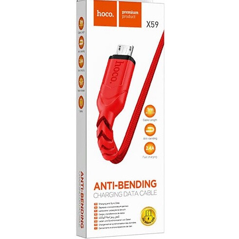 Кабель USB A (M) - microUSB B (M), 1м, HOCO X59 Red (HC-44906) - фото 3