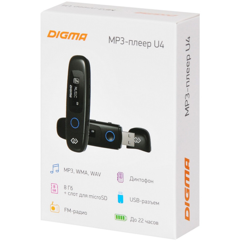 Портативный плеер Digma U4 8Gb Black - фото 7