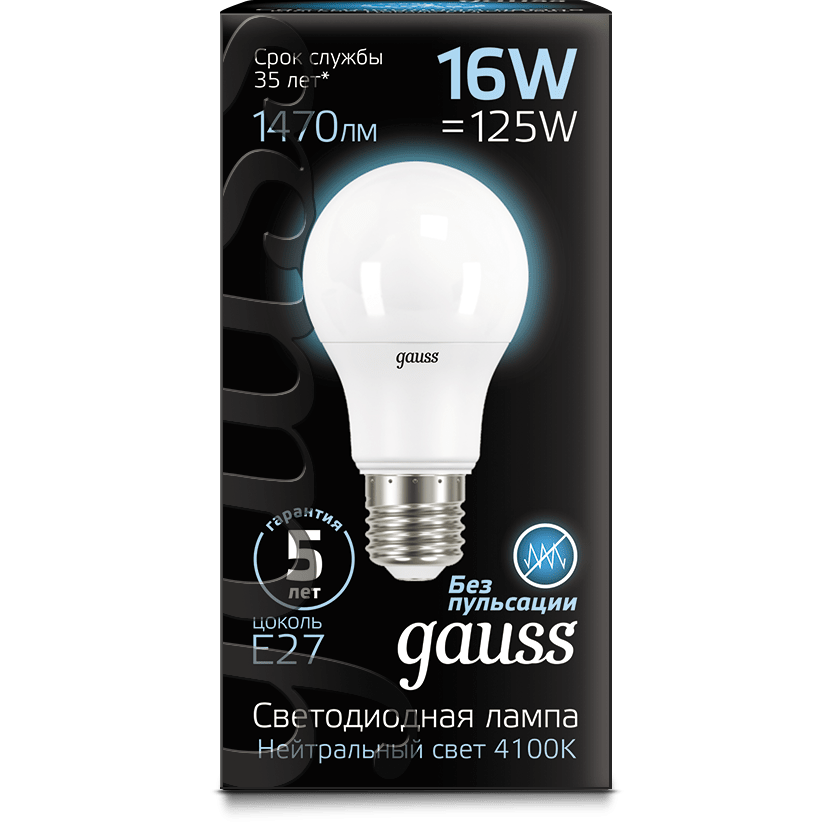 Светодиодная лампочка Gauss A60 4100K (16 Вт, E27) 10 шт - 102502216 - фото 2