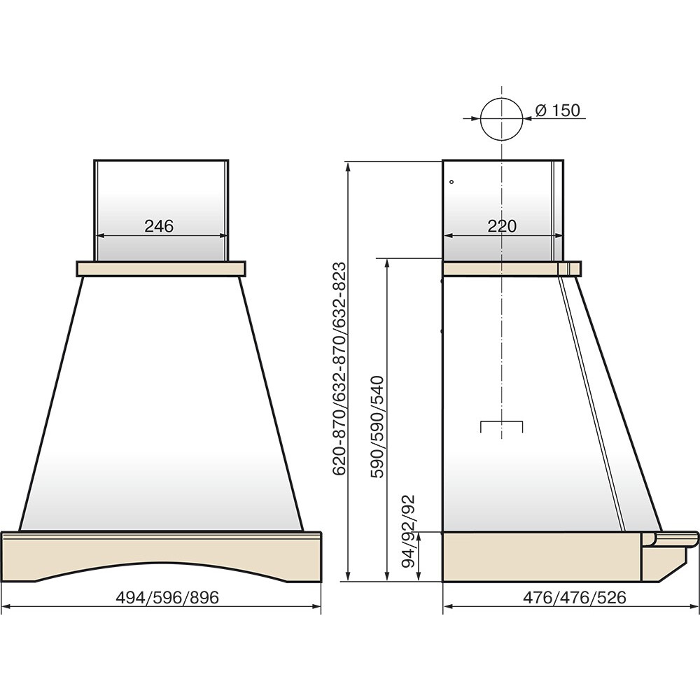 Вытяжка Elikor Ротонда 90П-1000-П3Д Beige/Oak - 943816 - фото 2