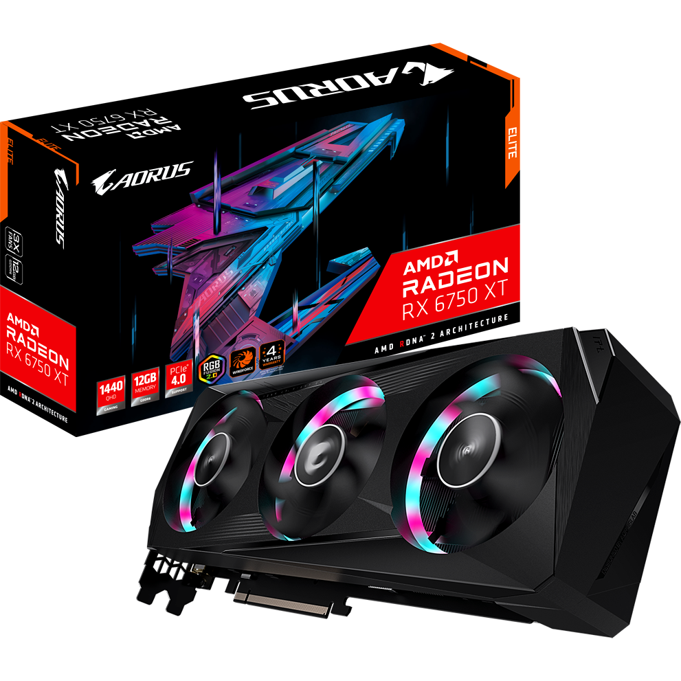 Видеокарта AMD Radeon RX 6750 XT Gigabyte 12Gb (GV-R675XTAORUS E-12GD) - фото 9