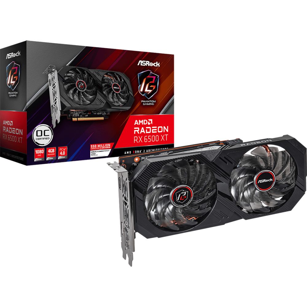 Видеокарта AMD Radeon RX 6500 XT ASRock Phantom Gaming D OC 4Gb (RX6500XT PGD 4GO) - фото 5