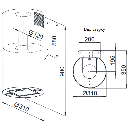 Вытяжка Weissgauff TUBUS 90 Black Edition - 429587 - фото 6