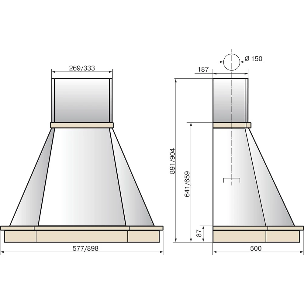 Вытяжка Elikor Камин Грань 90П-650-П3Л Beige/Oak Unpainted - 840772 - фото 2